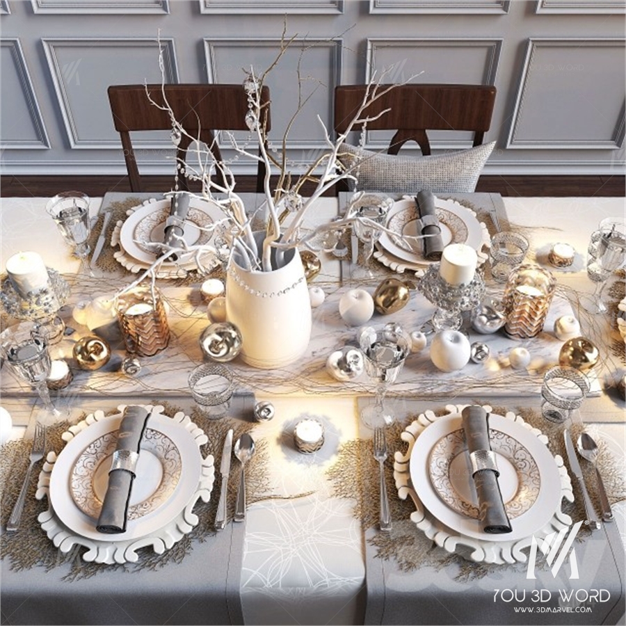 Festive table setting with apples